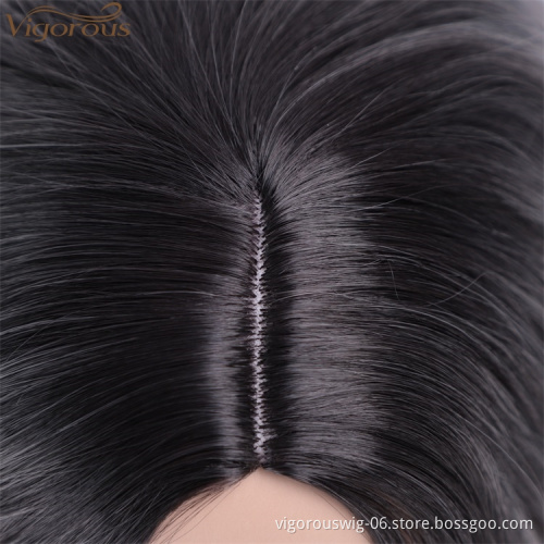 Vigorous Ombre Gray Wigs Short Bob Wavy Fashion Wig for Women Side Part Natural Wave Synthetic Cosplay Wigs